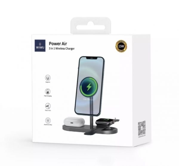 WiWU X23 15W Power Air 3 in 1 Magnetic Wireless Charger - Image 3